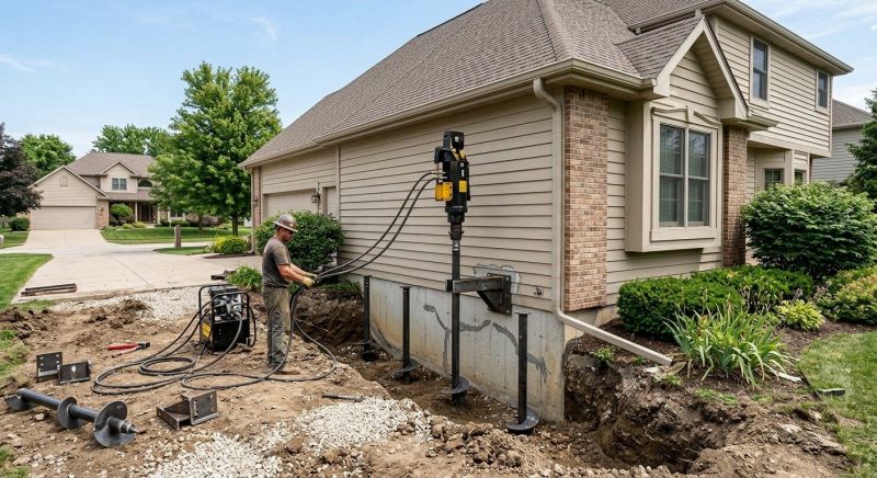 Helical Pile Installation in Perry Hall, MD