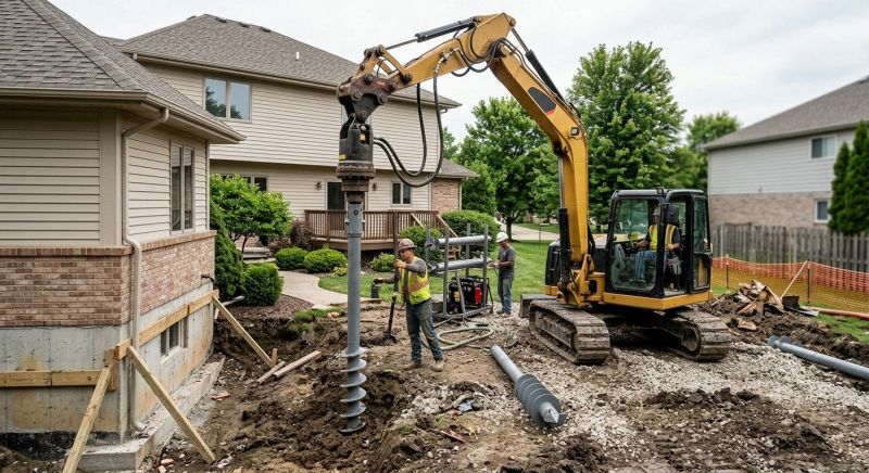 Helical Pile Installation in Perry Hall, MD